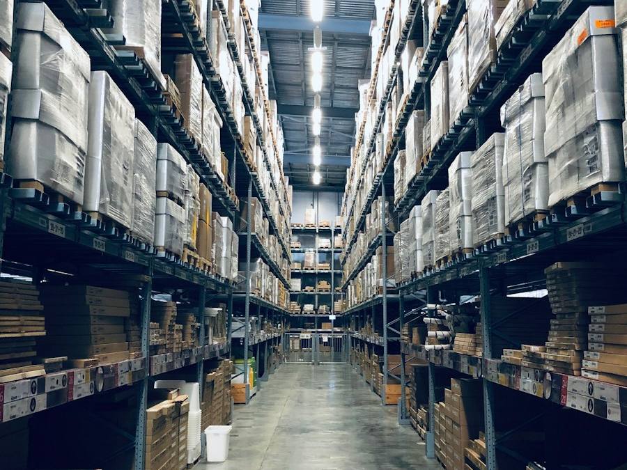 Wide interior view of a warehouse, representative image