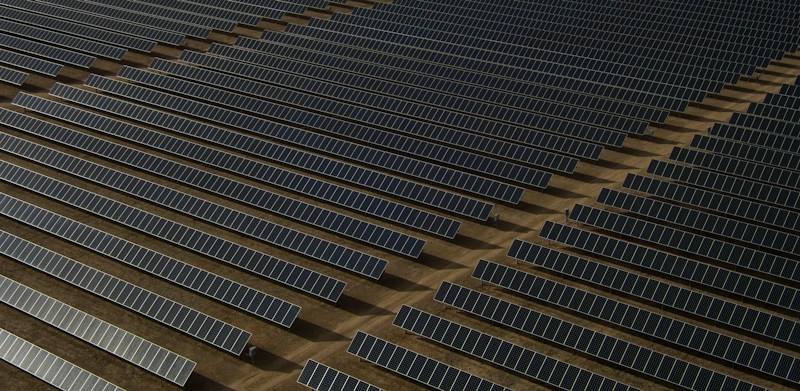 Rows of solar modules in a large array, representative image