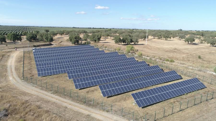 Solar panel beside a concrete road, representative image