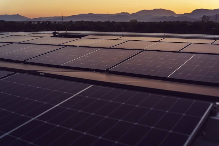 Large solar array with mountains behind it, representative image
